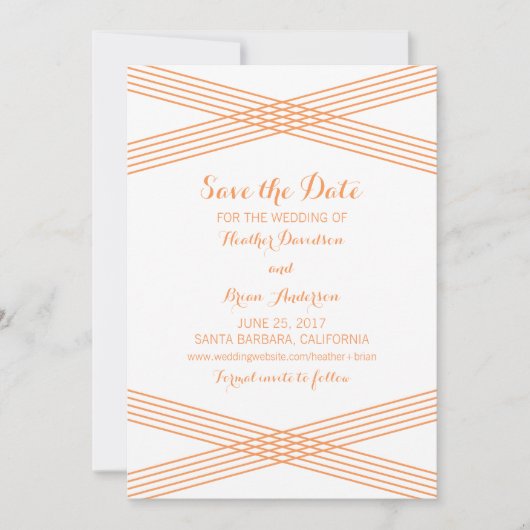Oranje Moderne Deco sparen de Datum uitnodigen Save The Date (Voorkant)