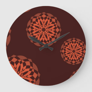 Oranje, moderne, decoratieve, geometrische bloemen grote klok