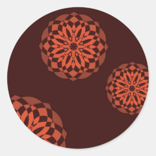 Oranje, moderne, decoratieve, geometrische bloemen ronde sticker