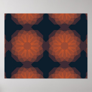 Oranje, moderne geometrische bloemabstractie poster