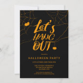 Oranje moderne Halloween spin hanteert script Kaart (Voorkant)