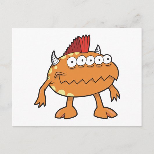 oranje mohawk monster vele ogen briefkaart (Voorkant)