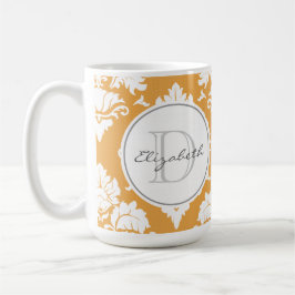 Oranje Mok Damask Monogrammed