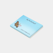 Oranje Monarch Butterfly Sky Blue Inspirerend Post-it® Notes (Schuin)