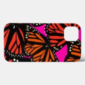 Oranje Monarch Vlinder Telefoon Case roze zwart (Achterkant (horizontaal))