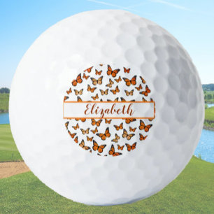 oranje monarchvlinder met aangepaste naam golfballen