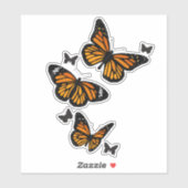  Oranje monarchvlinders tijdens de vlucht Sticker (Vel)