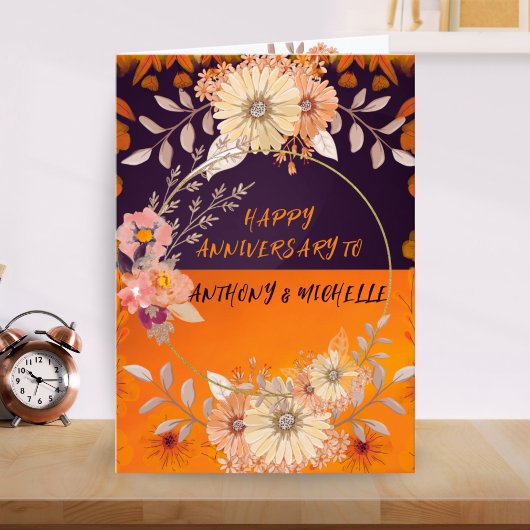 Oranje Monochrome Bloemen Boho Gevouwen Uitnodigin