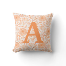 Oranje Monogram Bloemen Meisjes Sierkussen