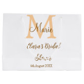 Oranje monogram bruidsfeest voeg naam toe modern s groot cadeauzakje (Achterkant)