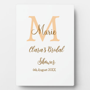 Oranje monogram bruiloftsbad met naam modern simp fotoplaat