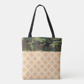 Oranje monogram Camouflage Damask Trendy Initiaal Draagtas (Achterkant)