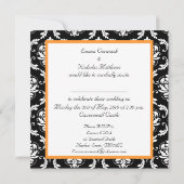 Oranje Monogram Damask Wedding Uitnodiging (Achterkant)