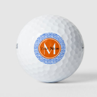 Oranje monogram, gepersonaliseerde naam Blauwe eig Golfballen