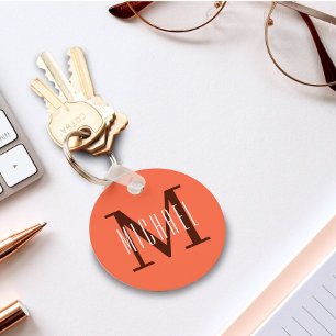 Oranje monogram Initiaal & voornaam Sleutelhanger