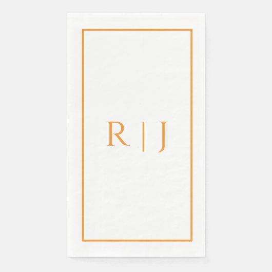 Oranje Monogram Lente Zomer Elegante Trouw Servet (Voorkant)