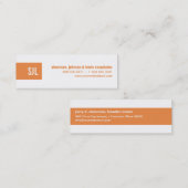 Oranje monogram strook mini visitekaartje (Voorkant / Achterkant)