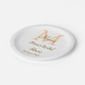 Oranje monogram vrijgezellenfeest Naam toevoegen M Papieren Bordje (Gekanteld)