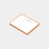 Oranje monogramnaam voor eenvoudige kookplaat post-it® notes (Schuin)