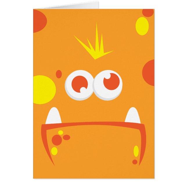 Oranje Monster Face Note Card (Voorkant)