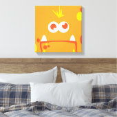 Oranje monster Face Wrapped Canvas (Insitu (Slaapkamer))