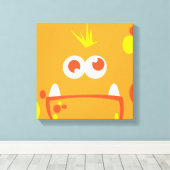 Oranje monster Face Wrapped Canvas (Insitu (Houten vloer))