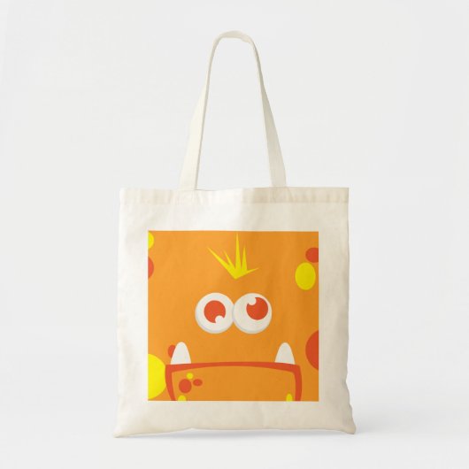 Oranje Monster Kawaii Face Canvas tas (Voorkant)