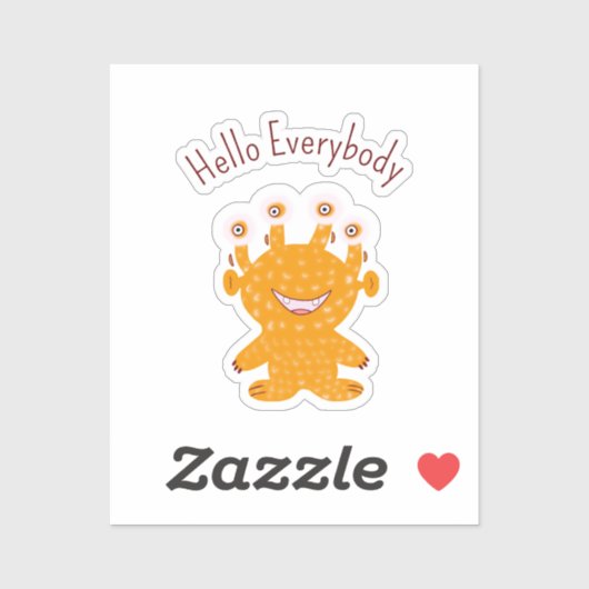 Oranje monster sticker (Vel)