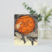 Oranje Moon Illustratie Briefkaart (Staand voorkant)