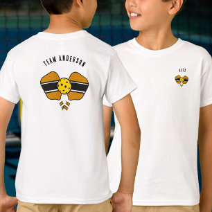Oranje Mosterd Pickleball ontwerp naam T-shirt