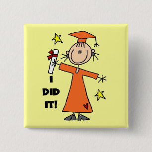 Oranje muis figuur meisje Afstuderen Vierkante Button 5,1 Cm