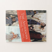 Oranje multi-fotocollage naam legpuzzel (Horizontaal)