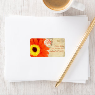 Oranje Musical Gerber Daisy Gray Musical Notes Etiket