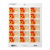 Oranje Musical Gerber Daisy Gray Musical Notes Etiket (Full Sheet)