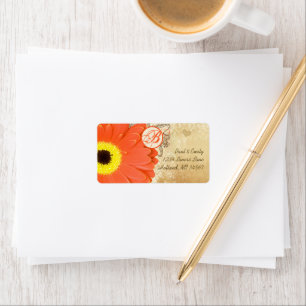 Oranje Musical Gerber Daisy Monogram Etiket