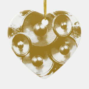Oranje muziekluidsprekers keramisch ornament