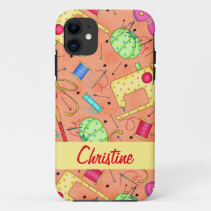 Oranje naaibegrippen Kunstnaam gepersonaliseerd iPhone 11 Hoesje