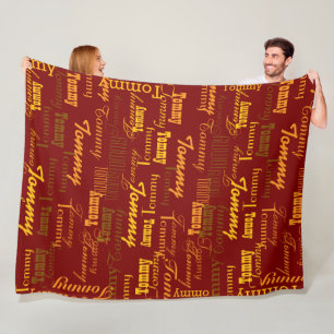 Oranje naam typografie patroon rood fleece deken