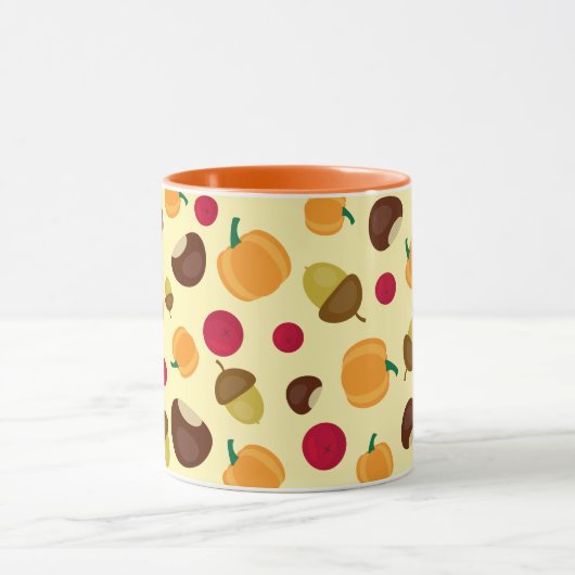 Oranje najaar Herfst Pumpkin Berries Pattern Mok (Midden)