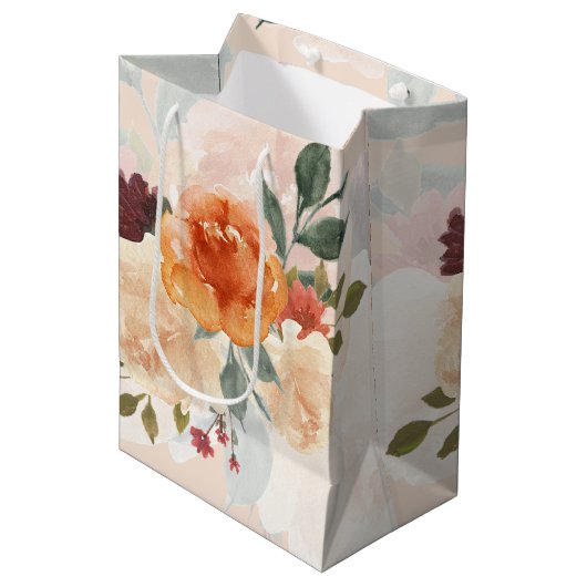 Oranje najaar waterverf floraal medium cadeauzakje (Voorkant Gekanteld)