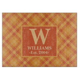 Oranje najaarse HERFST monogram familienaam Est. Snijplank