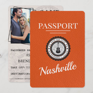 Oranje Nashville Passport Bewaar de datum Save The Date