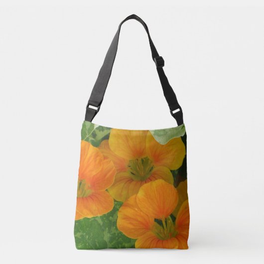 Oranje Nasturtium Floral Crossbody Tas (Voorkant)