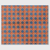 Oranje Navy Blue Waterverf Pattern Cadeaupapier (Vlak)