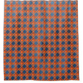 Oranje Navy Blue Waterverf Pattern Douchegordijn (Voorkant)