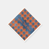 Oranje Navy Blue Waterverf Pattern Servet (Hoek)