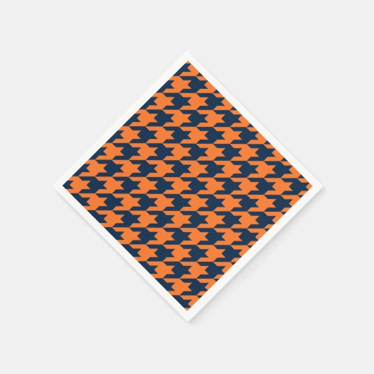 Oranje/Navy Houndstooth Servet (Hoek)