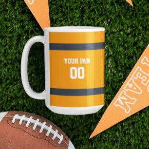 Oranje, Navy & White Football Team gepersonaliseer Koffiemok
