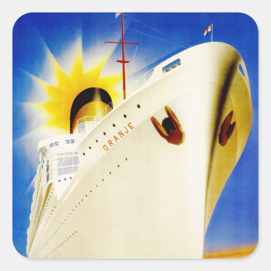 Oranje ~ Nederland Line Vierkante Sticker (Voorkant)