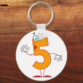 Oranje nummer 5 Sleutelhanger (Voorkant)